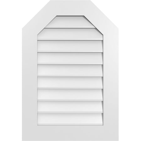 Ekena Millwork Octagonal Top Surface Mount PVC Gable Vent w/ 3-1/2"W x 1"P Standard Frame, 22"W x 32"H GVPOT22X3201SN
